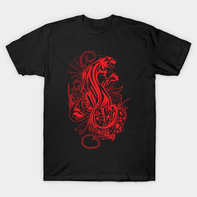 Panther - Red T-Shirt by adamzworld